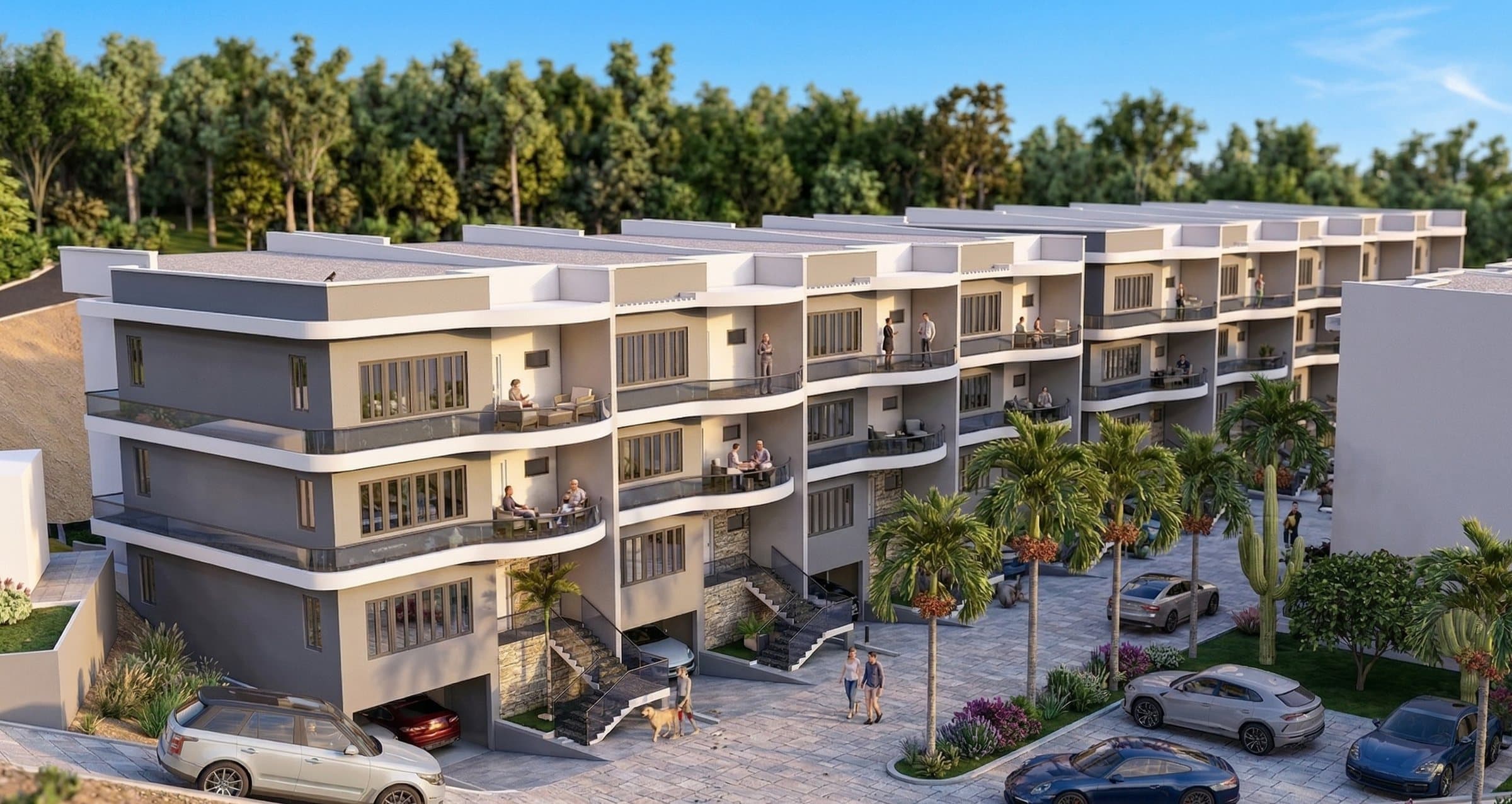 Terraced residences — courtyard, shared court from above